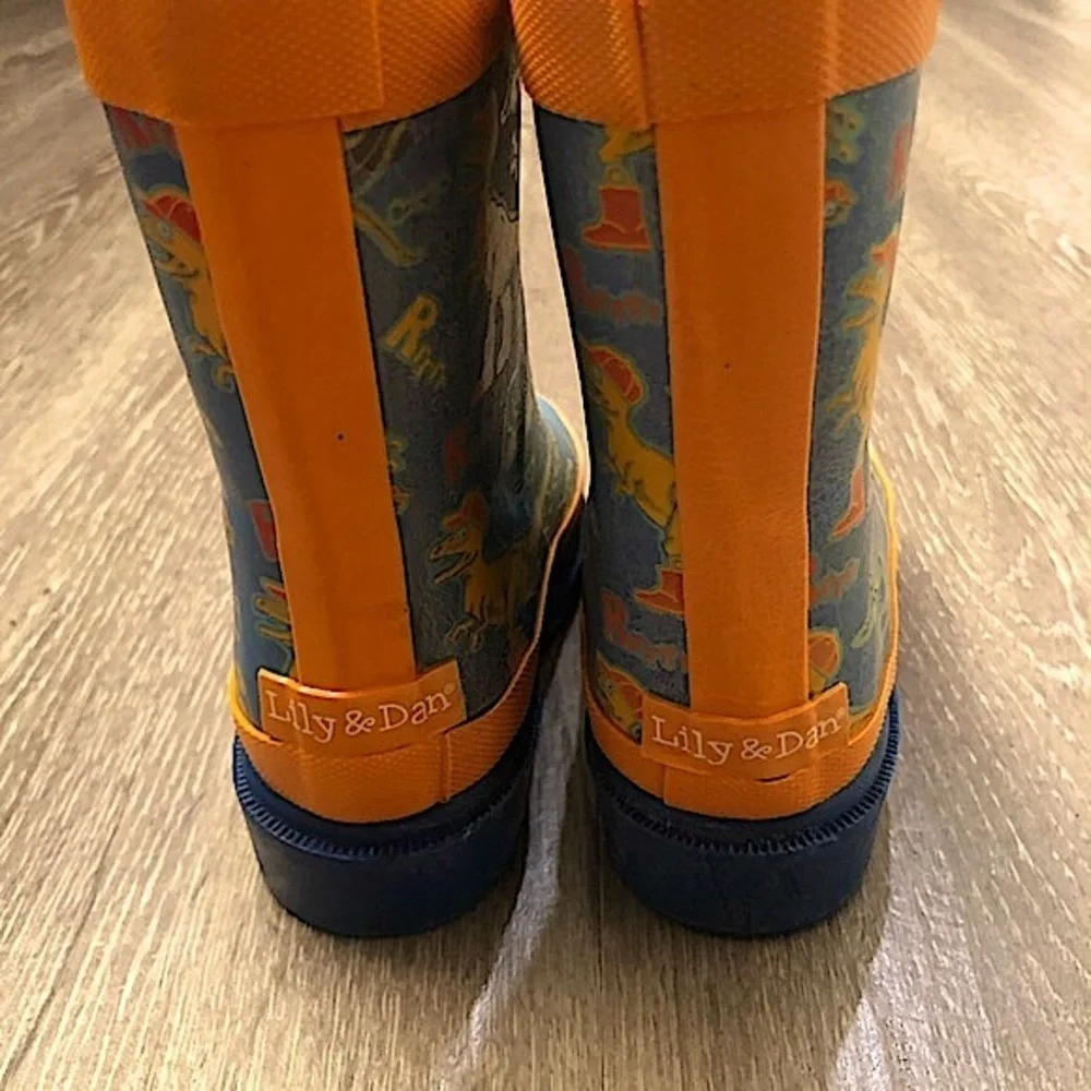 Lily & Dan Boys Dinosaur Rain Boots Size‎ 5-6